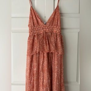 Flowy Orange Maxi with Lace & Star Details